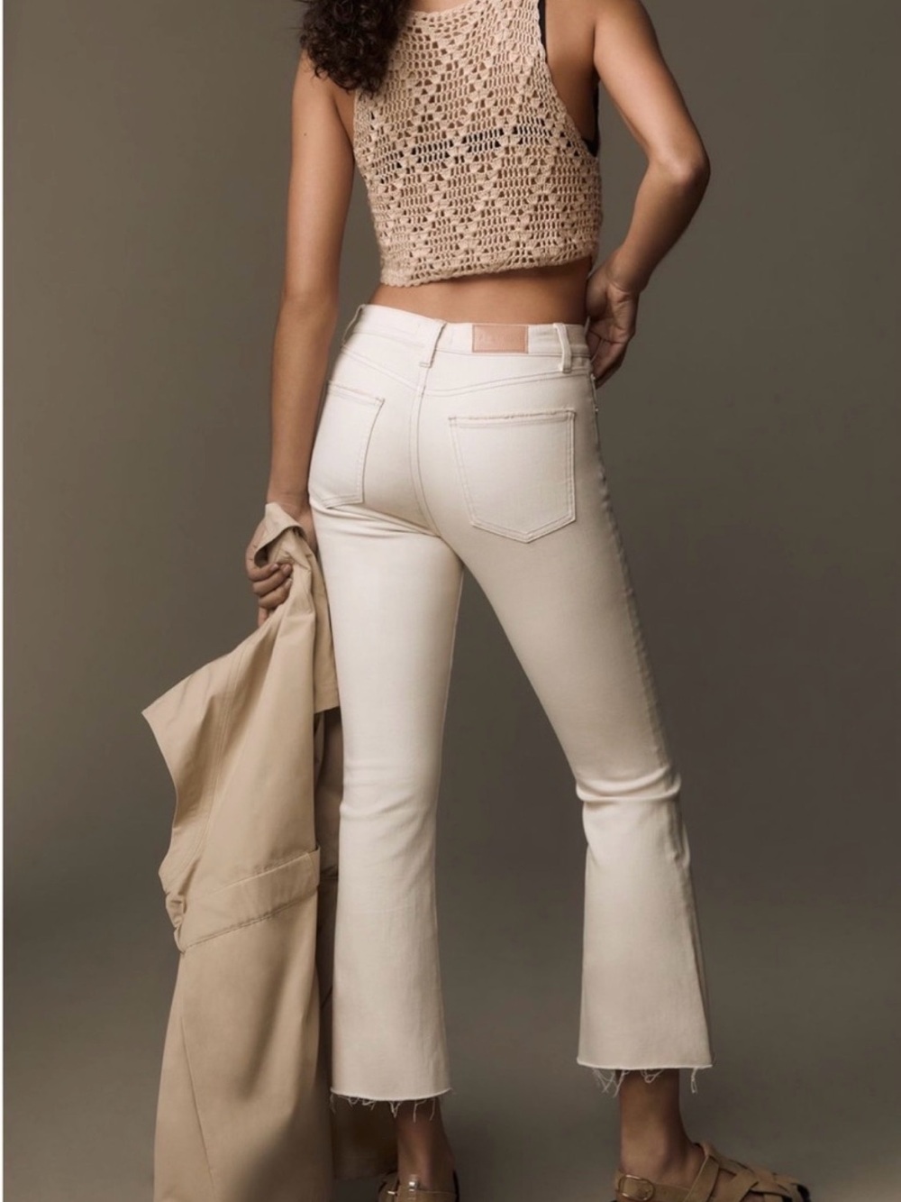 PISTOLA High-Rise Lennon Cropped Bootcut Jeans in Cream